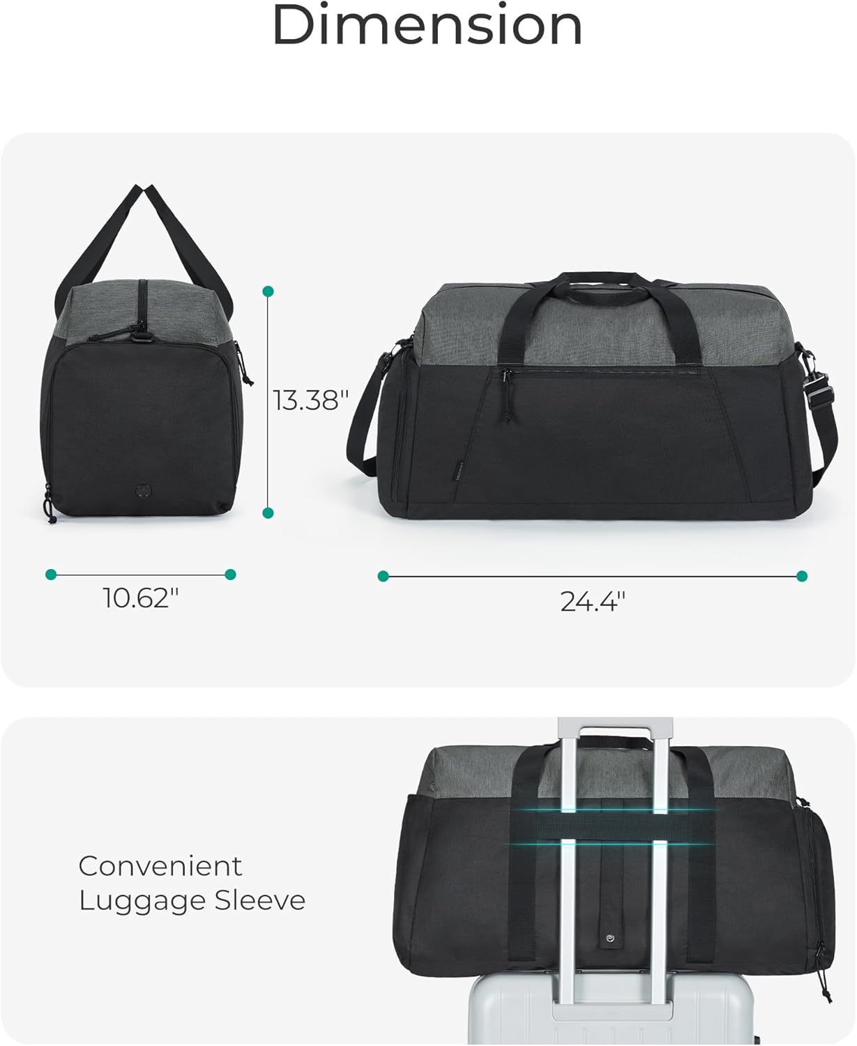 Baggit: Gym Bags for Men Women, Foldable Travel Duffle Bag, Lightweight Weekender Duffel Bag With Shoe Compartment, Water Resistant Workout Duffle Sports Bag for Travel Yoga, Black