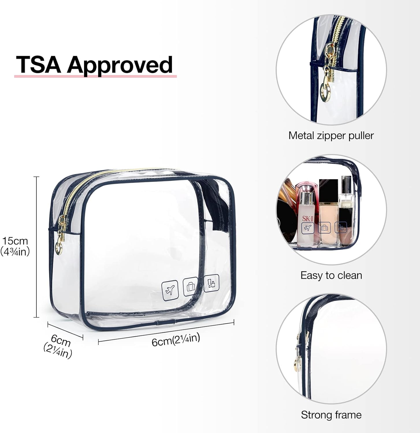 Baggit: Toiletry Bag Hanging Travel Makeup Organizer with TSA Approved Transparent Cosmetic Bag Makeup Bag for Full Sized Toiletries, Medium-Black