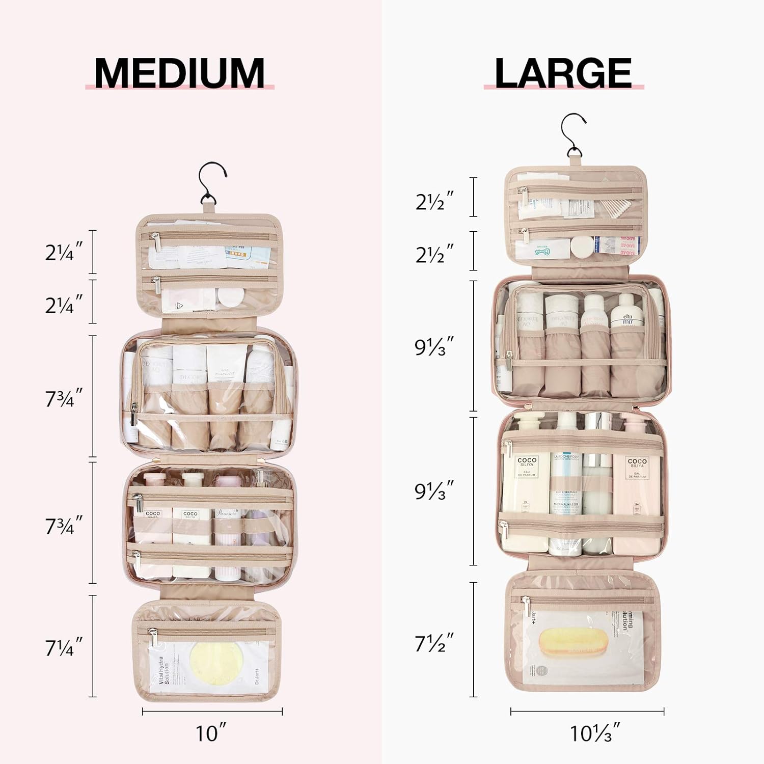 Baggit: Toiletry Bag Hanging Travel Makeup Organizer with TSA Approved Transparent Cosmetic Bag Makeup Bag for Full Sized Toiletries, Medium-Black