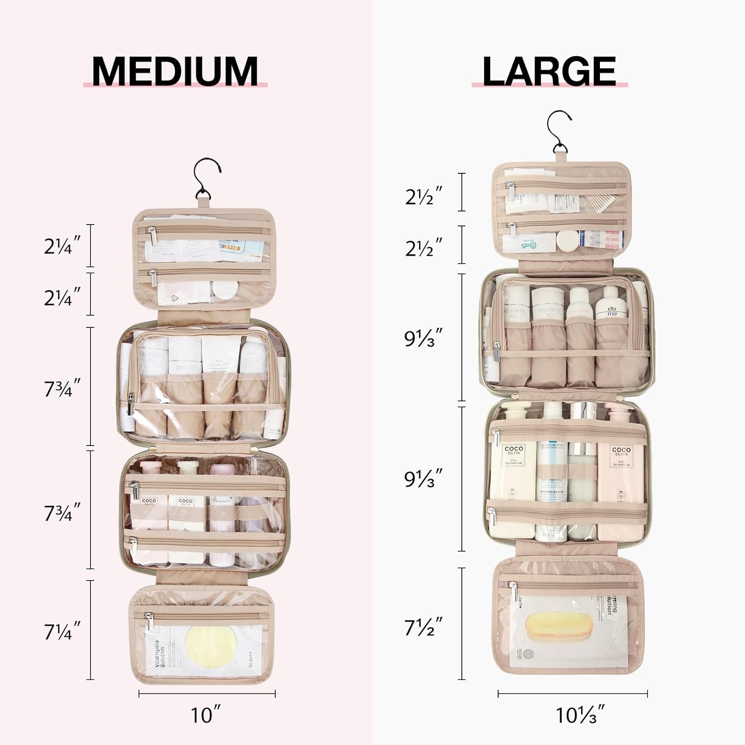Baggit: Toiletry Bag Hanging Travel Makeup Organizer with TSA Approved Transparent Cosmetic Bag Makeup Bag for Full Sized Toiletries, Medium-Black