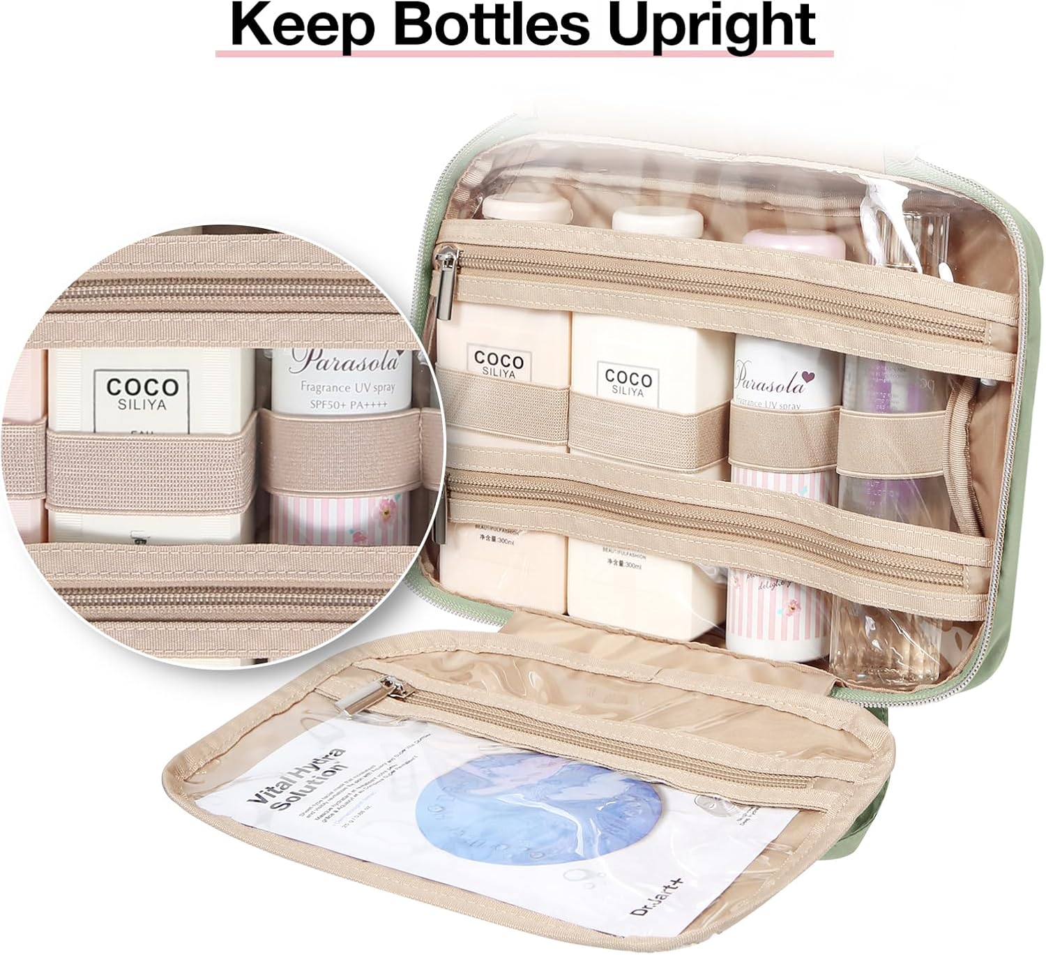 Baggit: Toiletry Bag Hanging Travel Makeup Organizer with TSA Approved Transparent Cosmetic Bag Makeup Bag for Full Sized Toiletries, Medium-Black