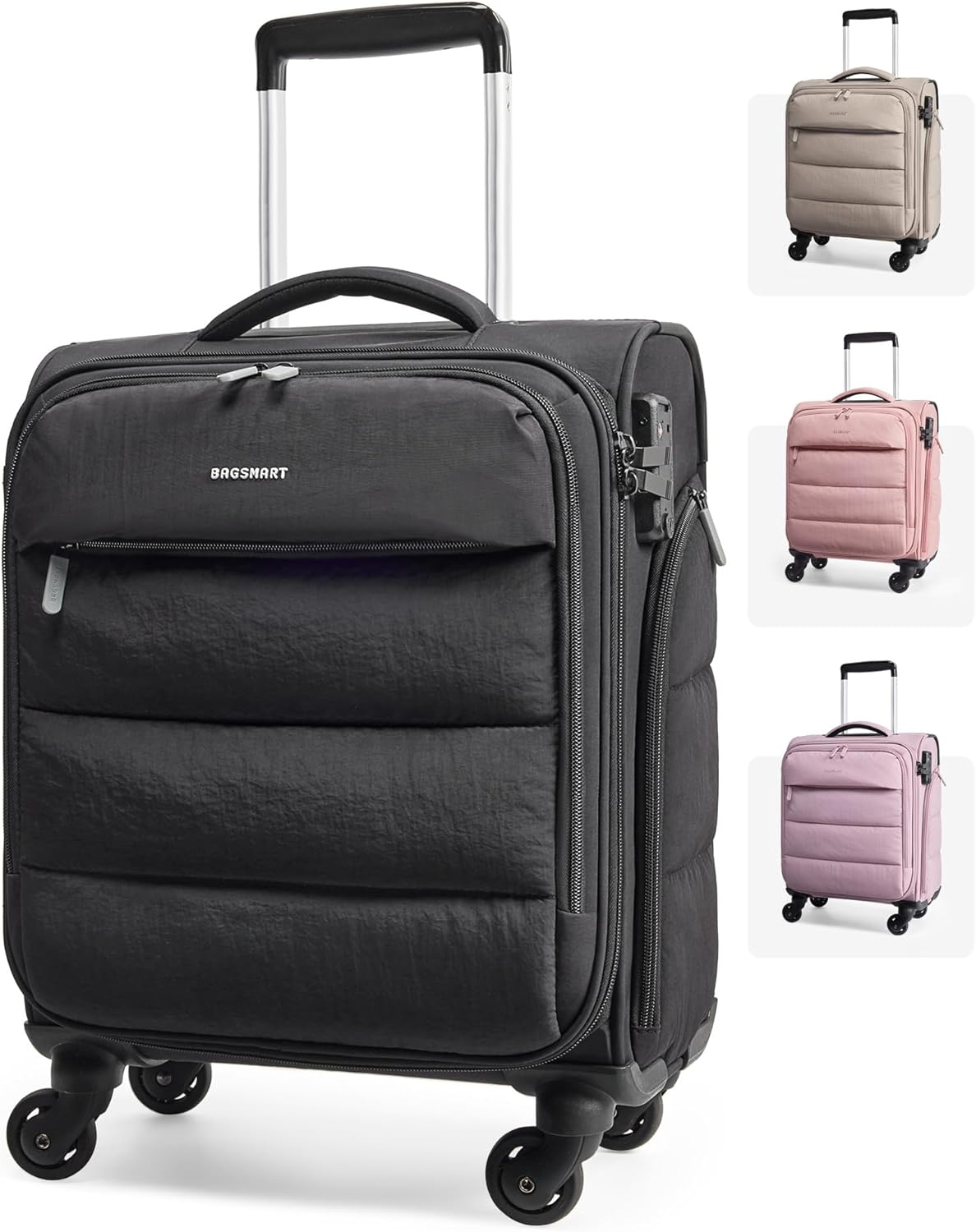 Baggit: Underseat Carry on Luggage with Wheels, Soft Underseat Travel Luggage with PVC Wet/Dry Pockets, Lightweight Soft Personal Item Suitcase for Short Trip,Came