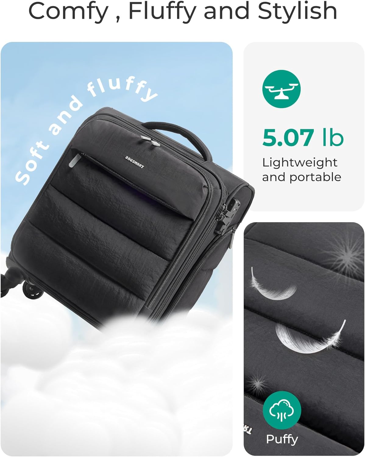 Baggit: Underseat Carry on Luggage with Wheels, Soft Underseat Travel Luggage with PVC Wet/Dry Pockets, Lightweight Soft Personal Item Suitcase for Short Trip,Came