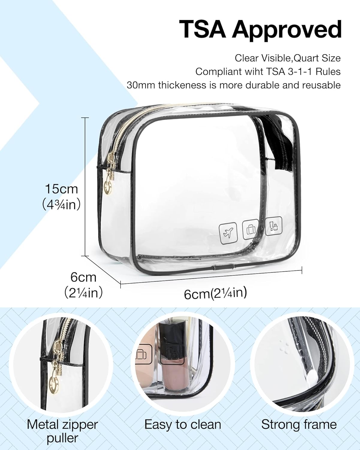 Baggit: Toiletry Bag Hanging Travel Makeup Organizer with TSA Approved Transparent Cosmetic Bag Makeup Bag for Full Sized Toiletries, Medium-Black