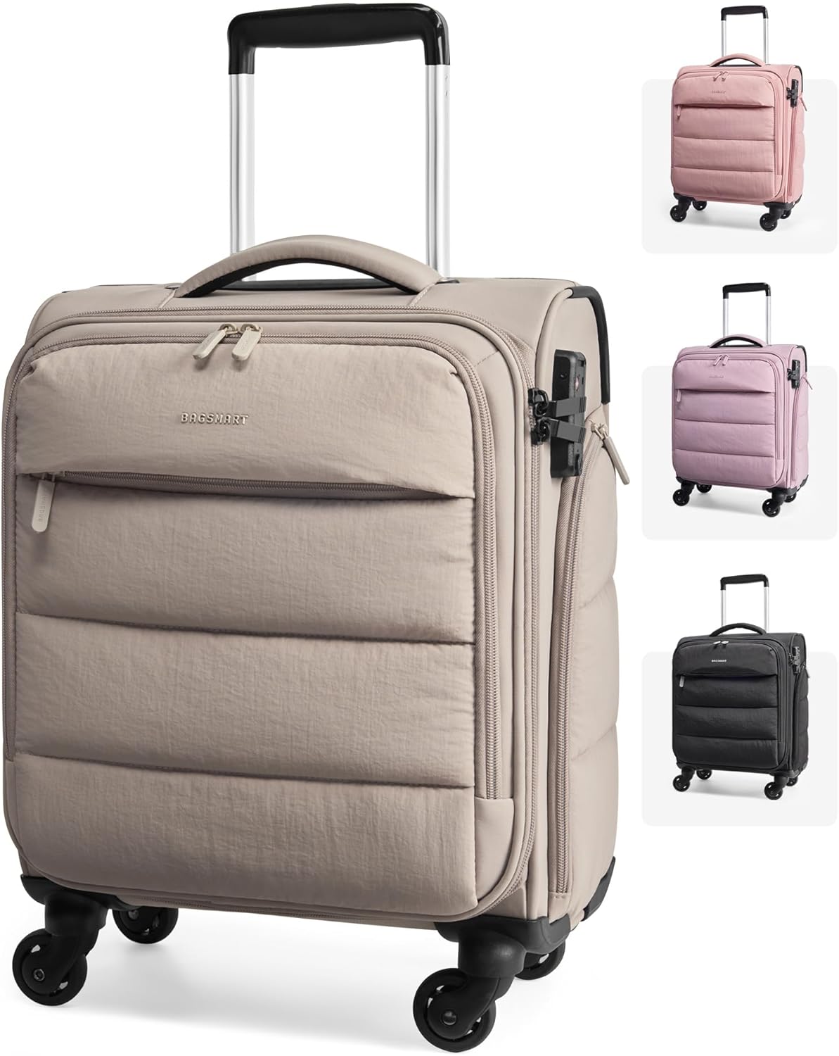 Baggit: Underseat Carry on Luggage with Wheels, Soft Underseat Travel Luggage with PVC Wet/Dry Pockets, Lightweight Soft Personal Item Suitcase for Short Trip,Came