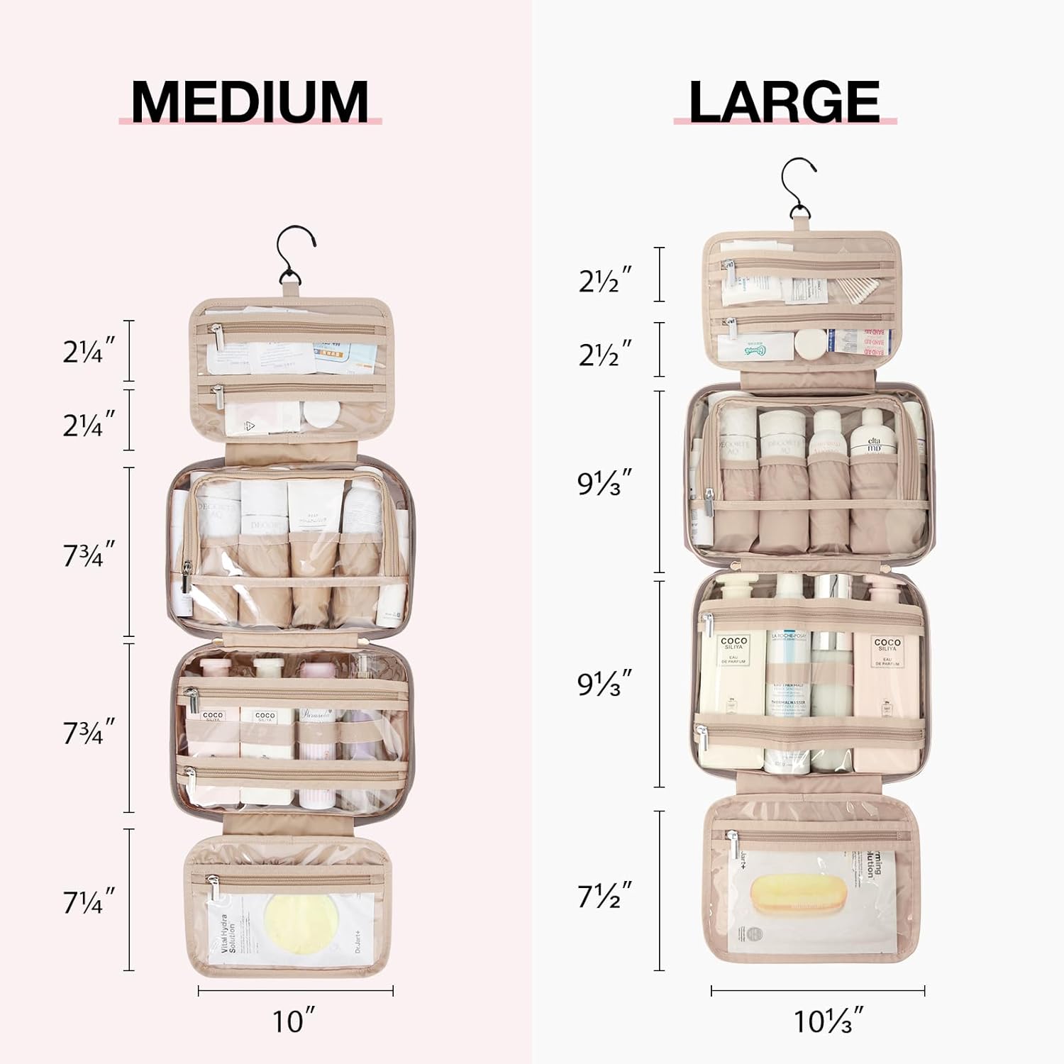 Baggit: Toiletry Bag Hanging Travel Makeup Organizer with TSA Approved Transparent Cosmetic Bag Makeup Bag for Full Sized Toiletries, Medium-Black