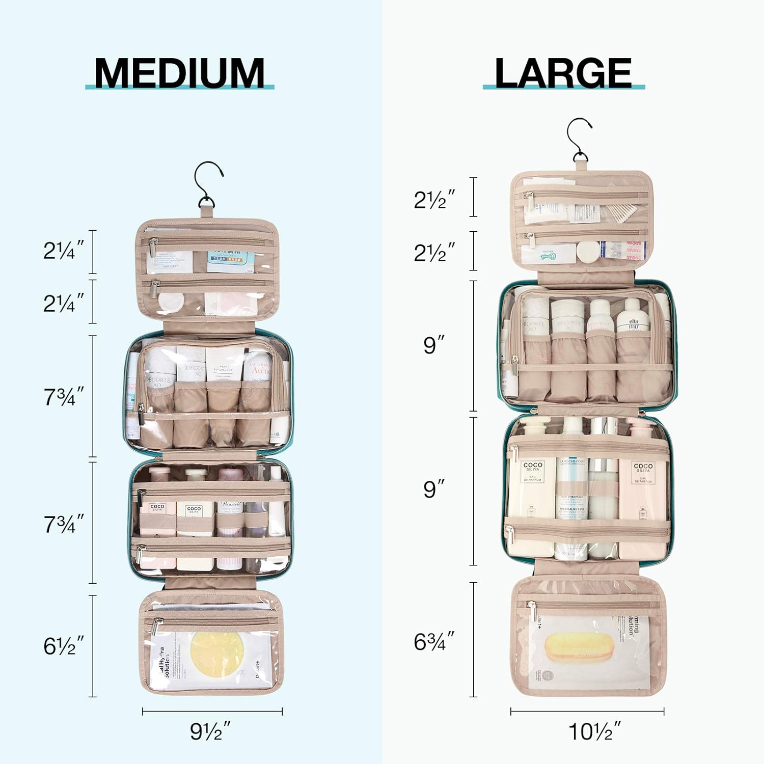 Baggit: Toiletry Bag Hanging Travel Makeup Organizer with TSA Approved Transparent Cosmetic Bag Makeup Bag for Full Sized Toiletries, Medium-Black