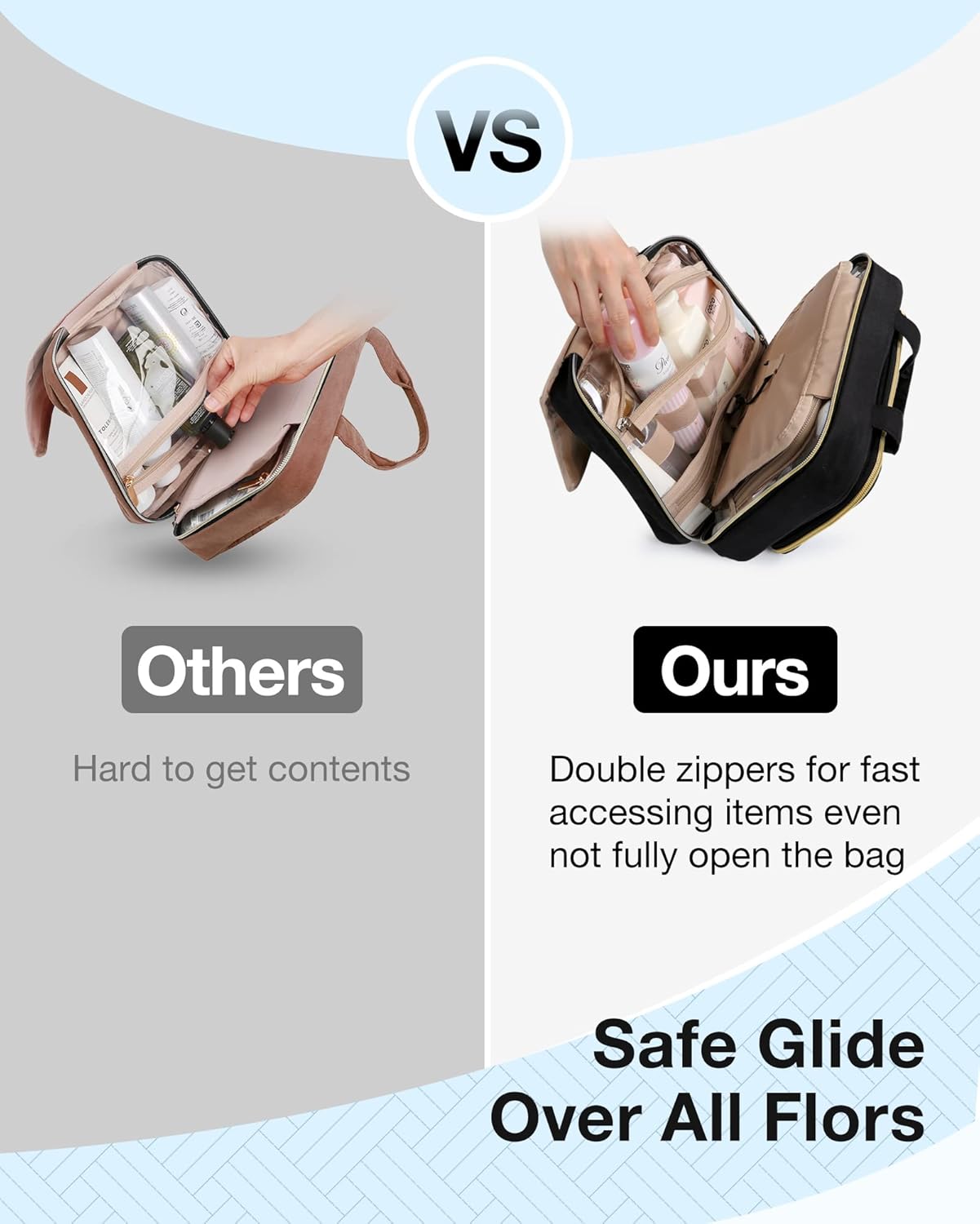 Baggit: Toiletry Bag Hanging Travel Makeup Organizer with TSA Approved Transparent Cosmetic Bag Makeup Bag for Full Sized Toiletries, Medium-Black