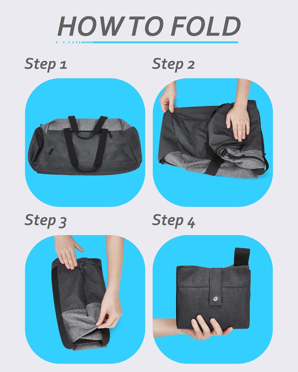 Baggit: Gym Bags for Men Women, Foldable Travel Duffle Bag, Lightweight Weekender Duffel Bag With Shoe Compartment, Water Resistant Workout Duffle Sports Bag for Travel Yoga, Black