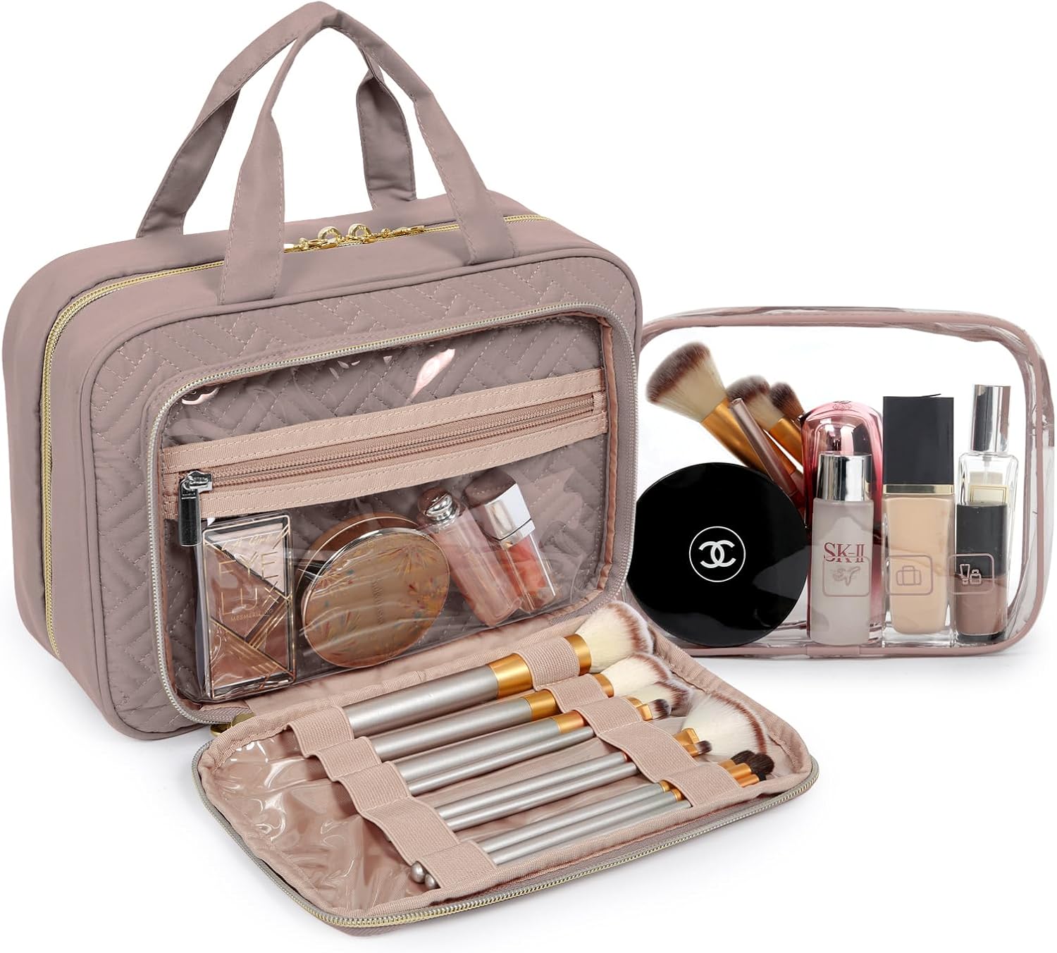 Baggit: Toiletry Bag Hanging Travel Makeup Organizer with TSA Approved Transparent Cosmetic Bag Makeup Bag for Full Sized Toiletries, Medium-Black