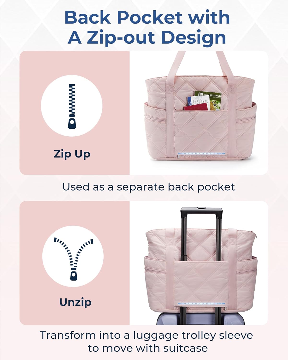 Baggit: Tote Bag for Women, Puffer Work Tote with Zipper, Travel Essentials Quilted Nurse Travel Hospital Bag