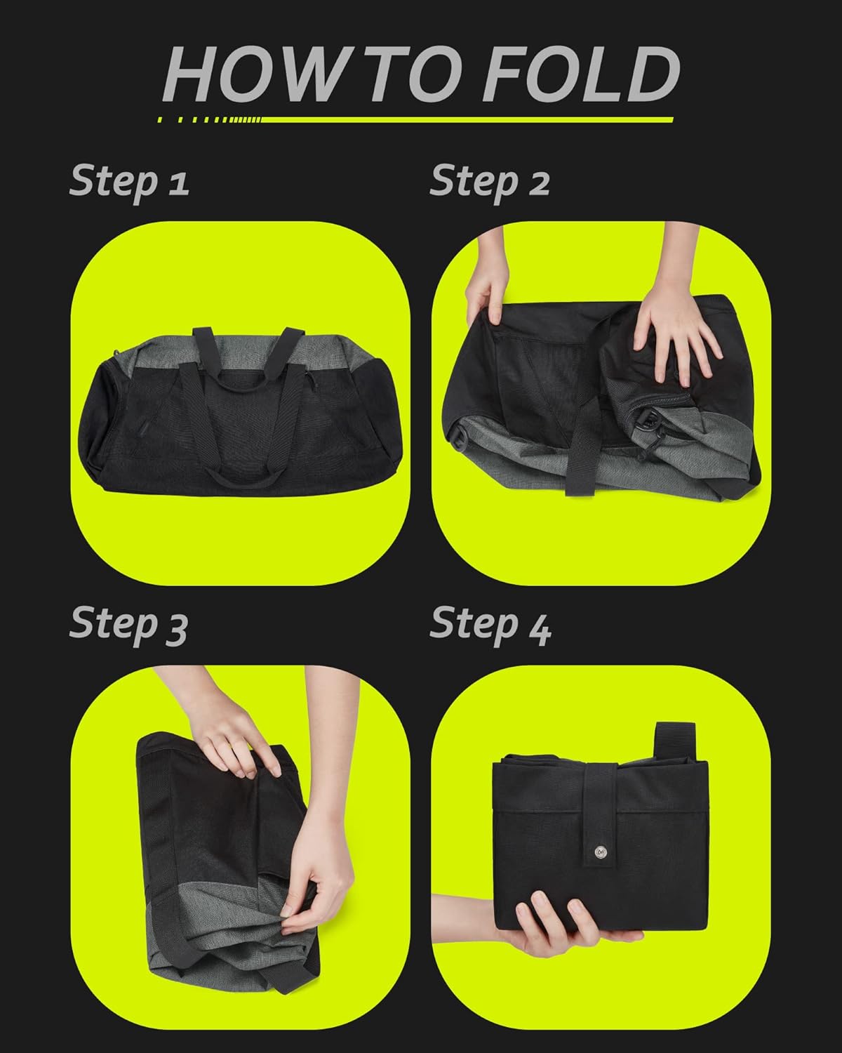 Baggit: Gym Bags for Men Women, Foldable Travel Duffle Bag, Lightweight Weekender Duffel Bag With Shoe Compartment, Water Resistant Workout Duffle Sports Bag for Travel Yoga, Black