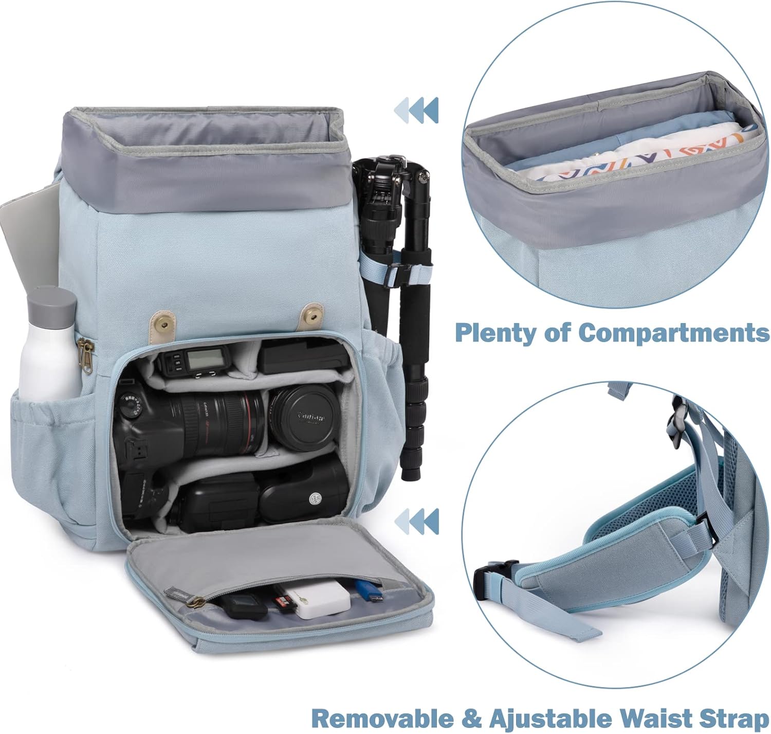 Baggit: Camera Backpack, DSLR Camera Bag, Waterproof Camera Bag Backpack for Photographers, Fit up to 15" Laptop with Rain Cover and Tripod Holder, Ivory White