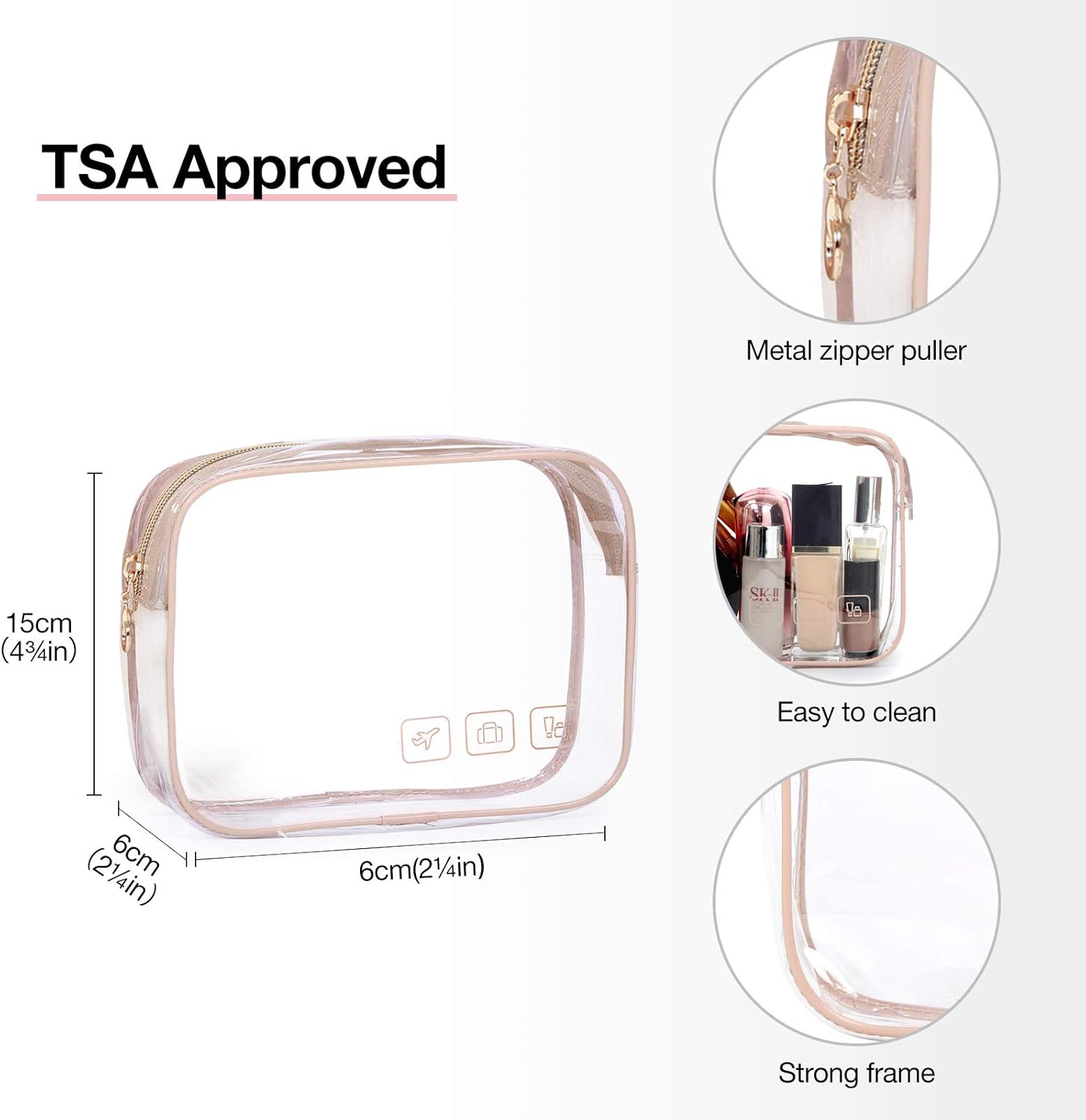 Baggit: Toiletry Bag Hanging Travel Makeup Organizer with TSA Approved Transparent Cosmetic Bag Makeup Bag for Full Sized Toiletries, Medium-Black