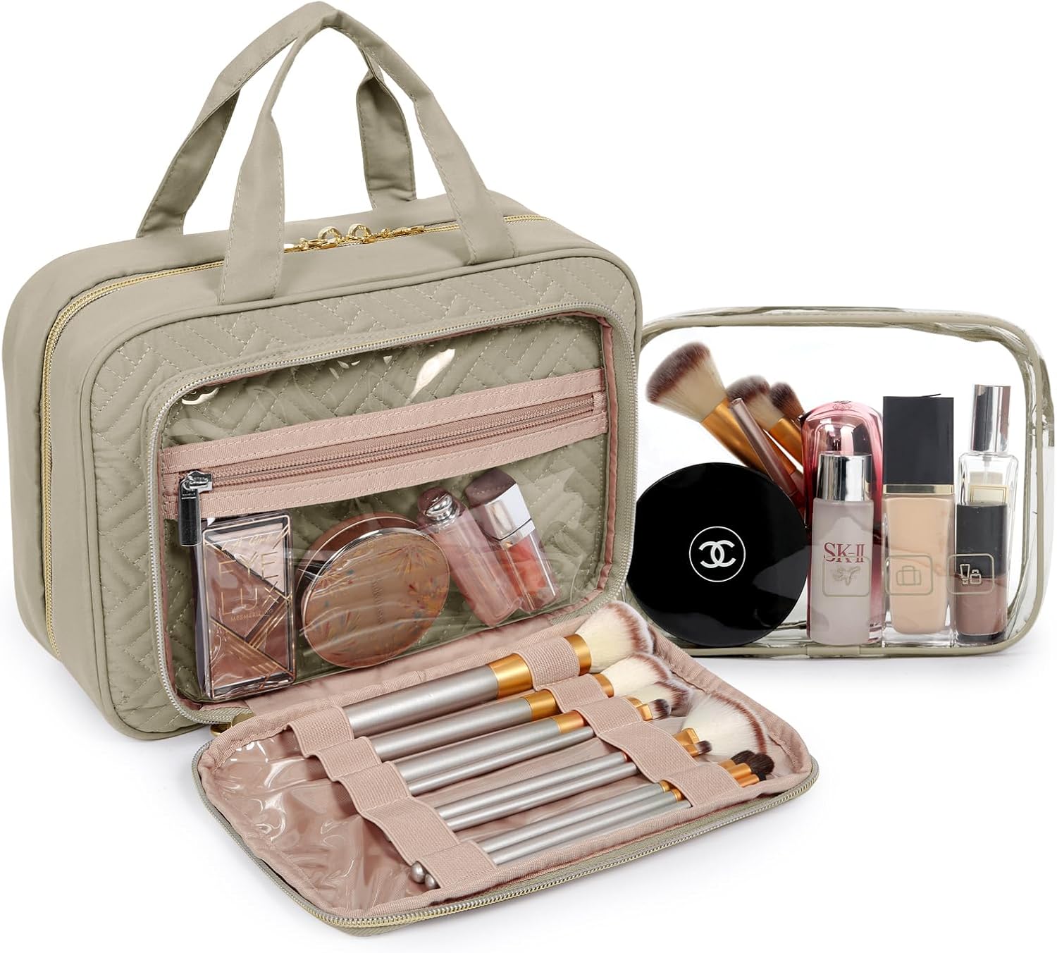 Baggit: Toiletry Bag Hanging Travel Makeup Organizer with TSA Approved Transparent Cosmetic Bag Makeup Bag for Full Sized Toiletries, Medium-Black