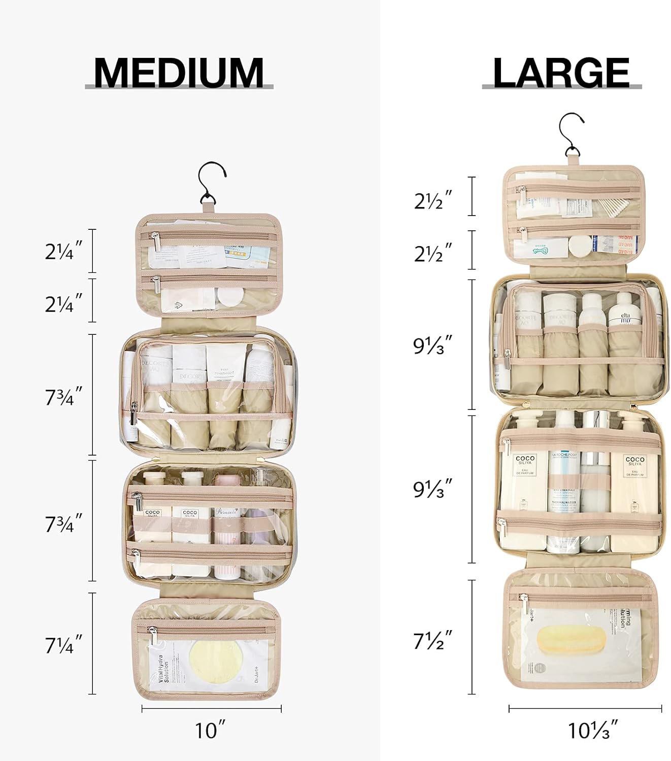 Baggit: Toiletry Bag Hanging Travel Makeup Organizer with TSA Approved Transparent Cosmetic Bag Makeup Bag for Full Sized Toiletries, Medium-Black