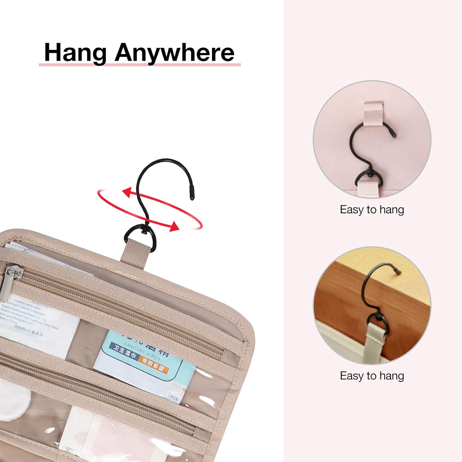Baggit: Toiletry Bag Hanging Travel Makeup Organizer with TSA Approved Transparent Cosmetic Bag Makeup Bag for Full Sized Toiletries, Medium-Black