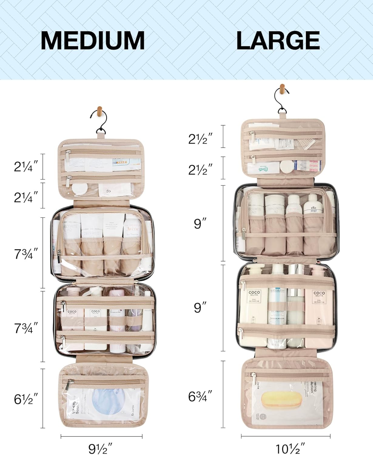 Baggit: Toiletry Bag Hanging Travel Makeup Organizer with TSA Approved Transparent Cosmetic Bag Makeup Bag for Full Sized Toiletries, Medium-Black