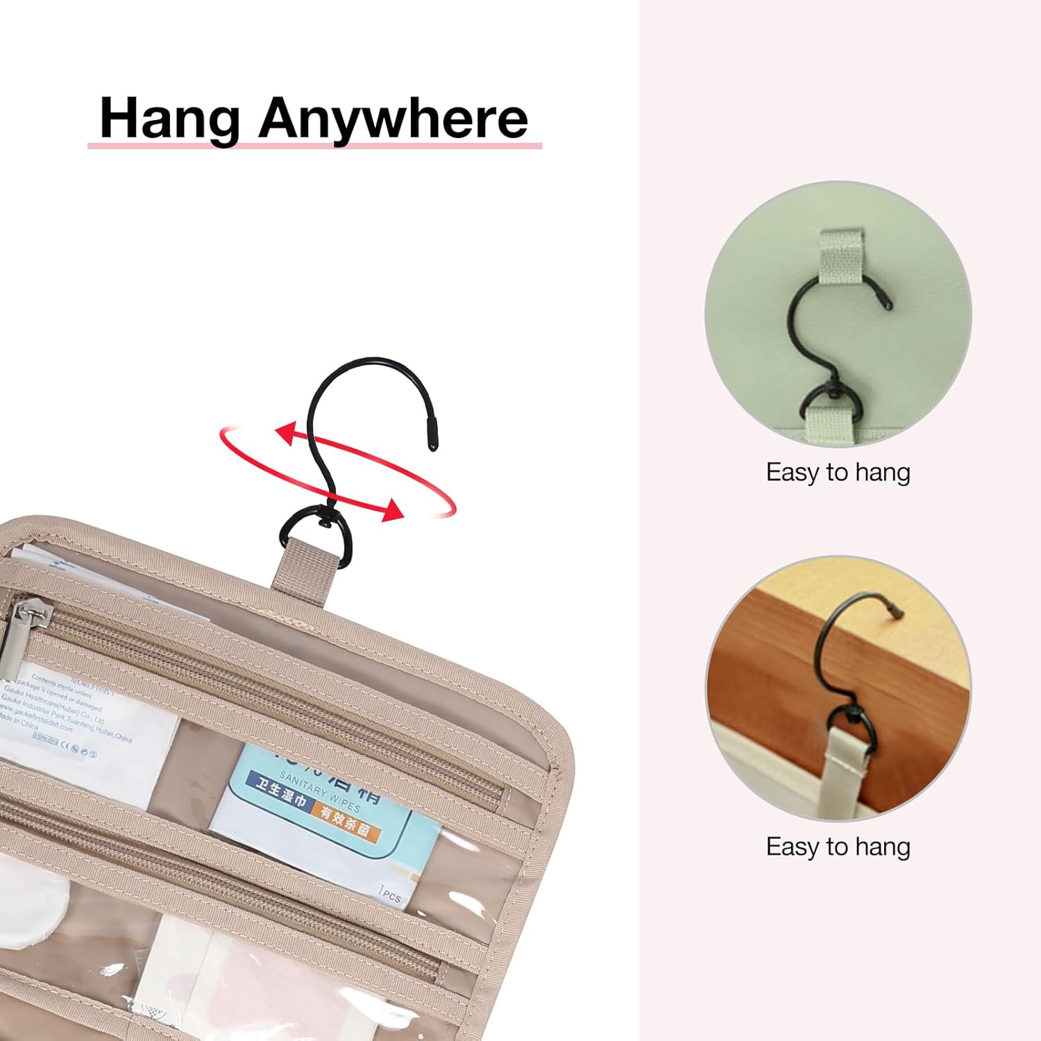Baggit: Toiletry Bag Hanging Travel Makeup Organizer with TSA Approved Transparent Cosmetic Bag Makeup Bag for Full Sized Toiletries, Medium-Black