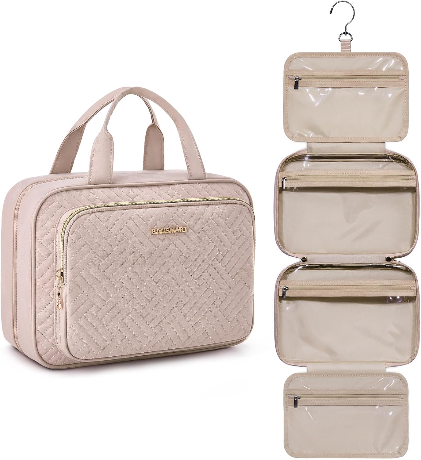 Baggit: Toiletry Bag Hanging Travel Makeup Organizer with TSA Approved Transparent Cosmetic Bag Makeup Bag for Full Sized Toiletries, Medium-Black
