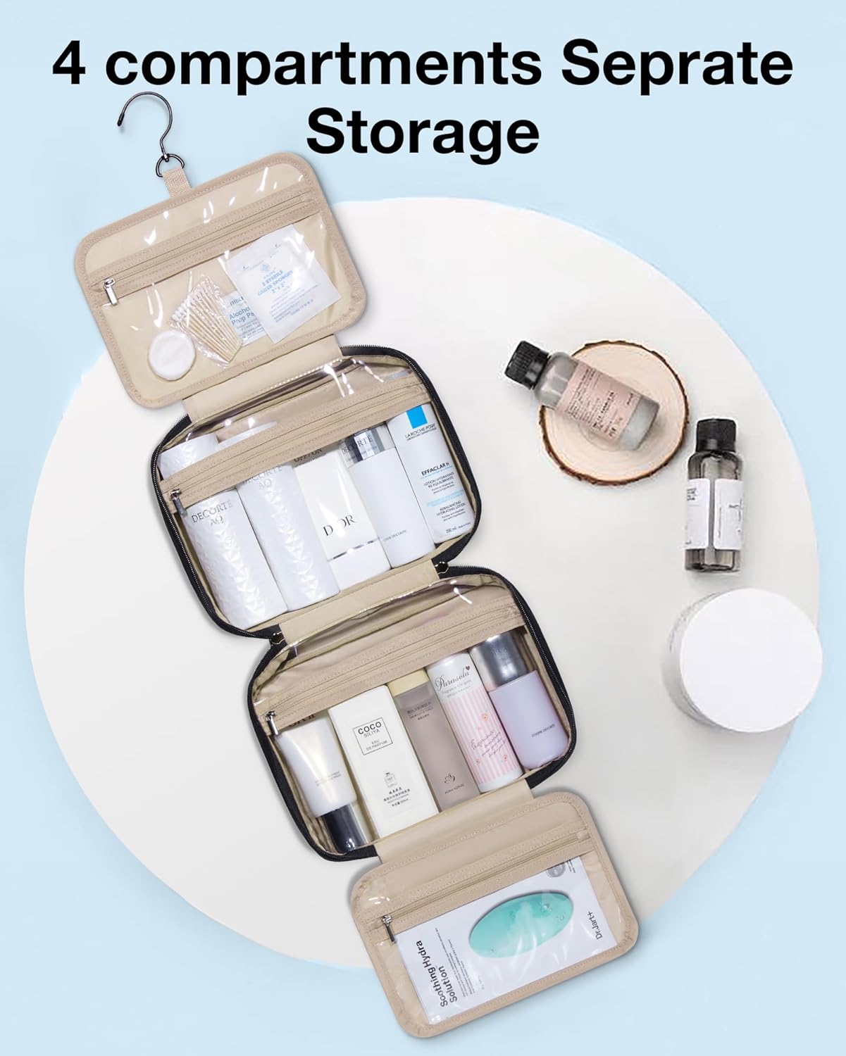 Baggit: Toiletry Bag Hanging Travel Makeup Organizer with TSA Approved Transparent Cosmetic Bag Makeup Bag for Full Sized Toiletries, Medium-Black