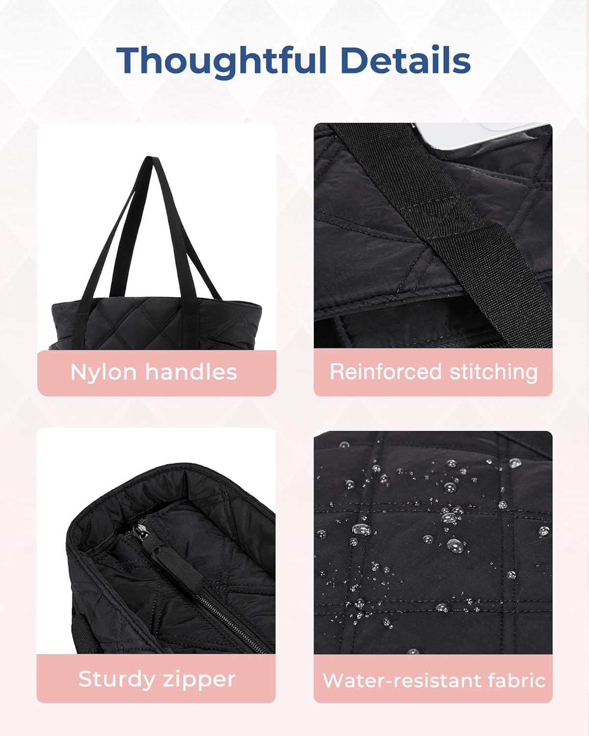 Baggit: Tote Bag for Women, Puffer Work Tote with Zipper, Travel Essentials Quilted Nurse Travel Hospital Bag
