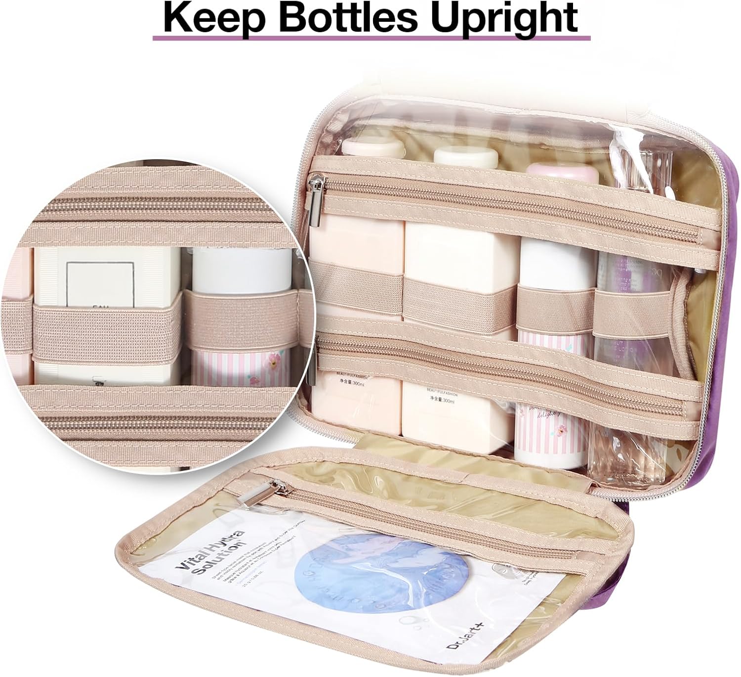 Baggit: Toiletry Bag Hanging Travel Makeup Organizer with TSA Approved Transparent Cosmetic Bag Makeup Bag for Full Sized Toiletries, Medium-Black