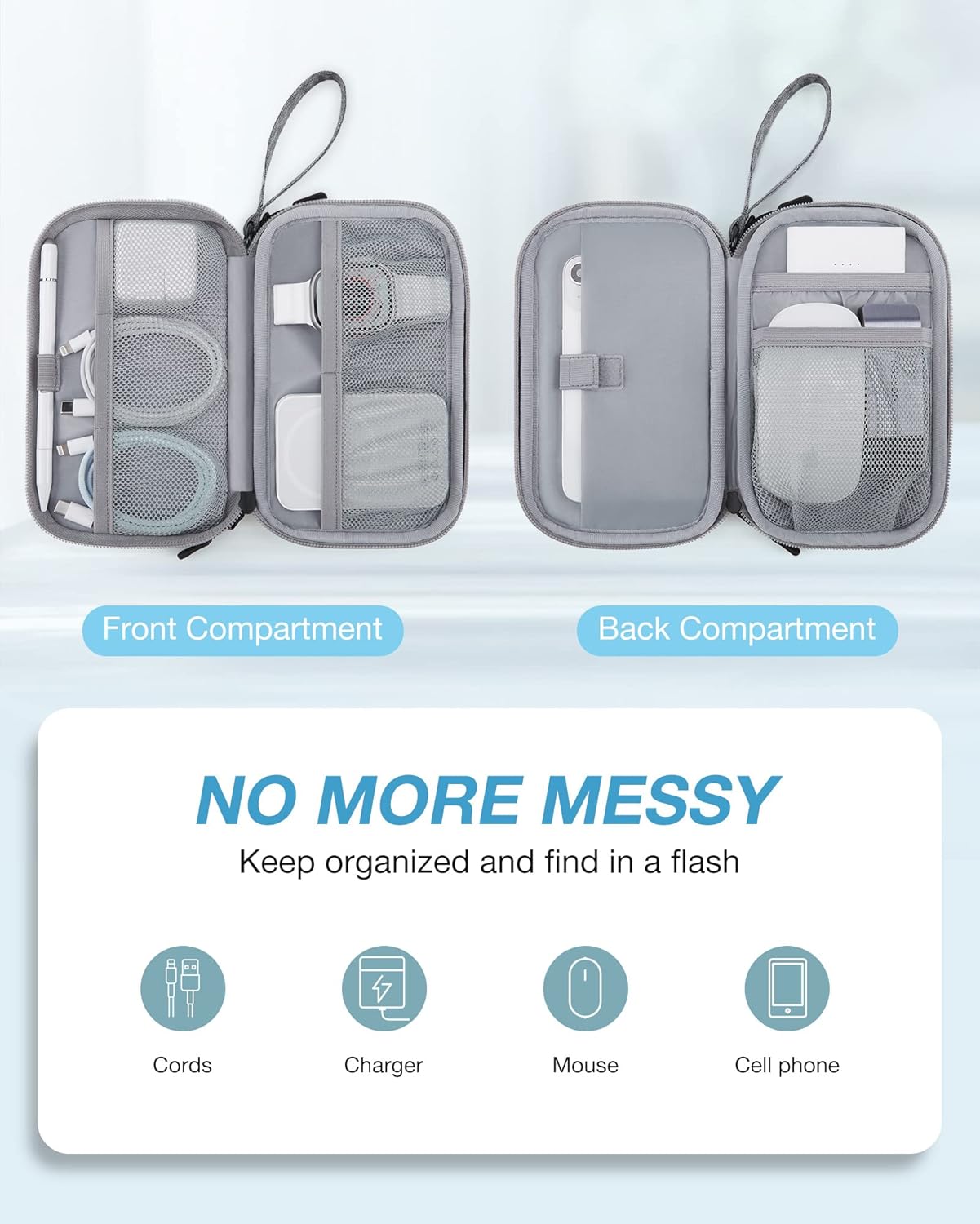 Baggit:  Cord Organizer Travel Cable Organizer Bag Tech Electronic Organizer Travel Case, Travel Essentials for Charger, Cable, Phone, Flash drive, Double Layer-Black