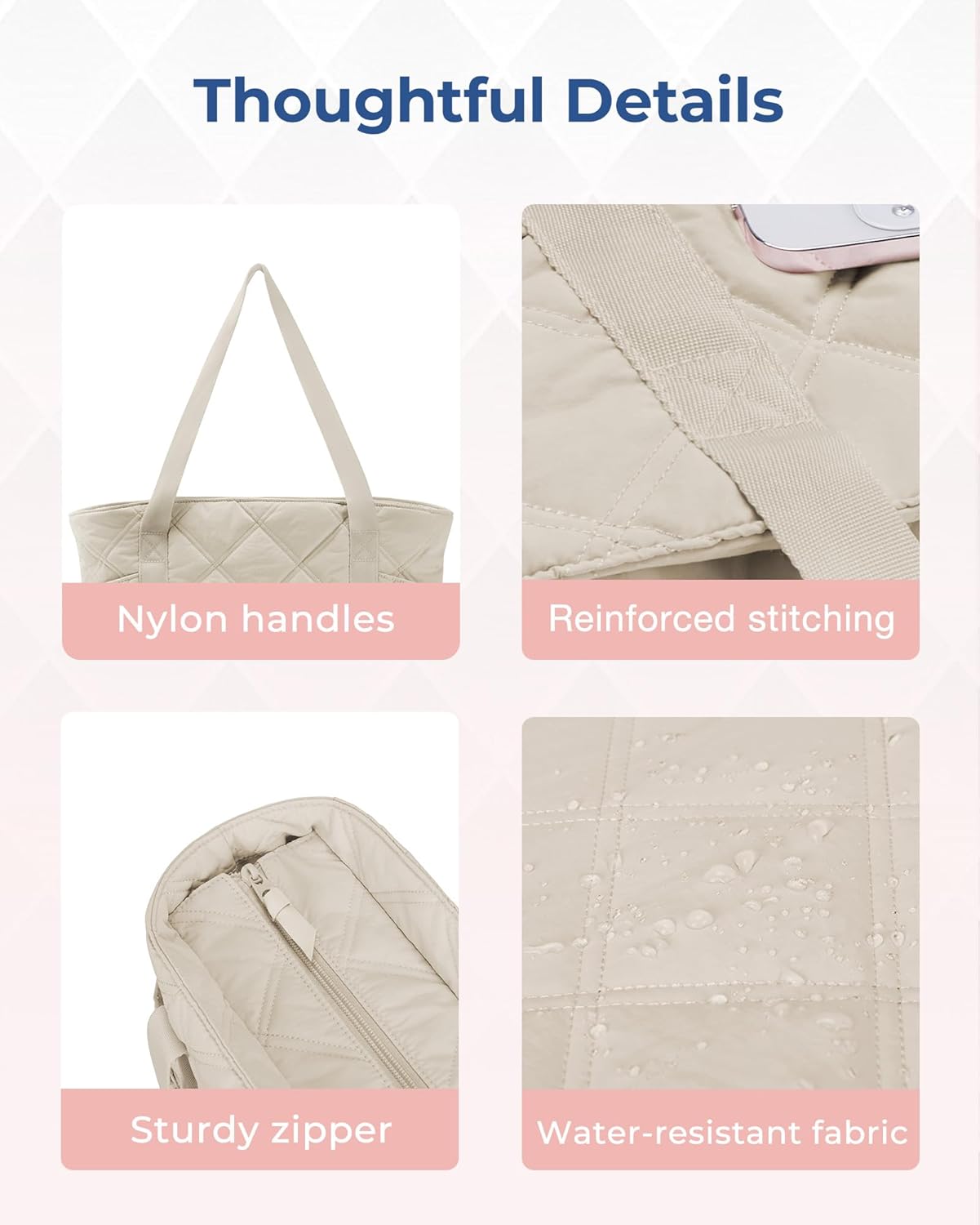 Baggit: Tote Bag for Women, Puffer Work Tote with Zipper, Travel Essentials Quilted Nurse Travel Hospital Bag