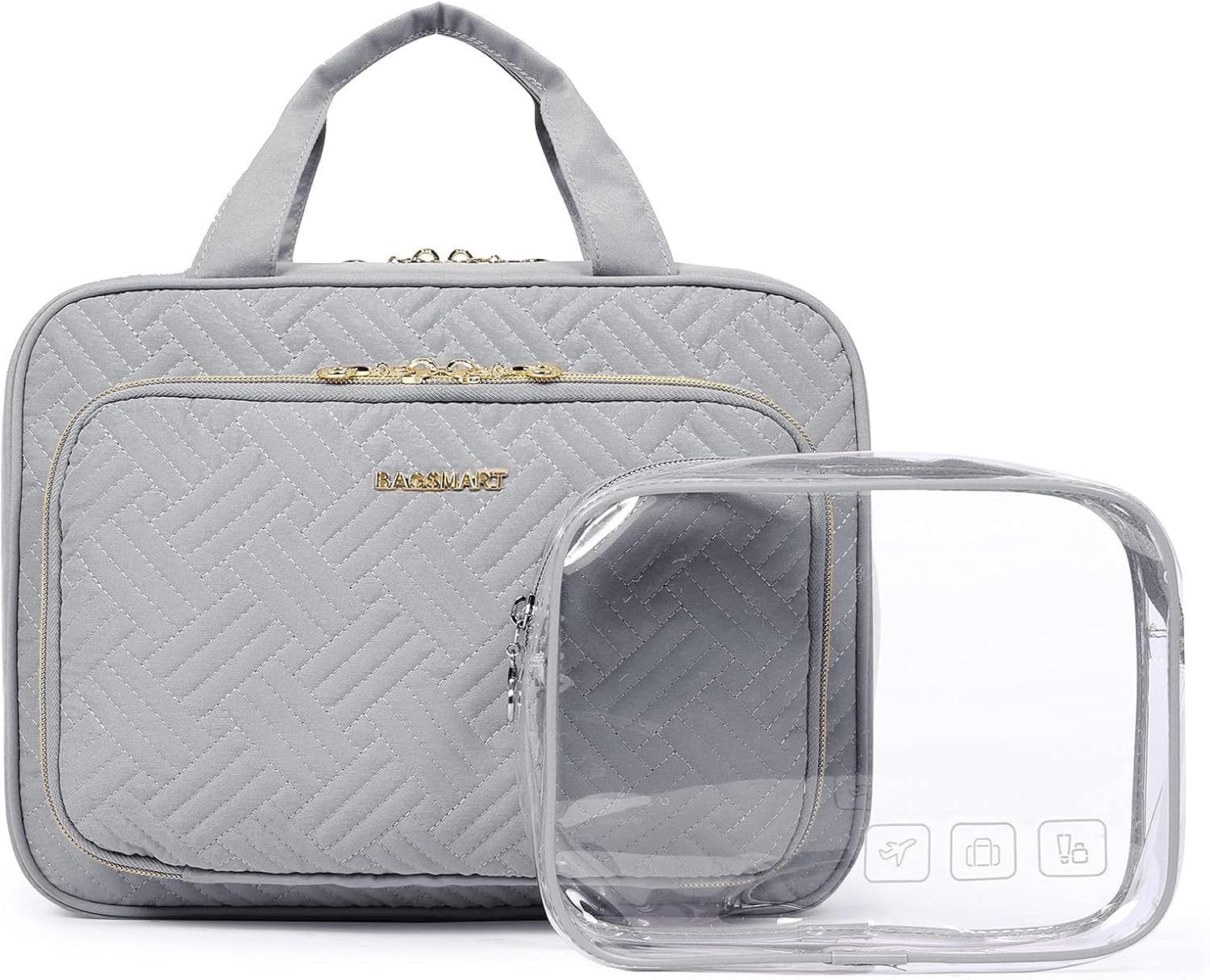 Baggit: Toiletry Bag Hanging Travel Makeup Organizer with TSA Approved Transparent Cosmetic Bag Makeup Bag for Full Sized Toiletries, Medium-Black