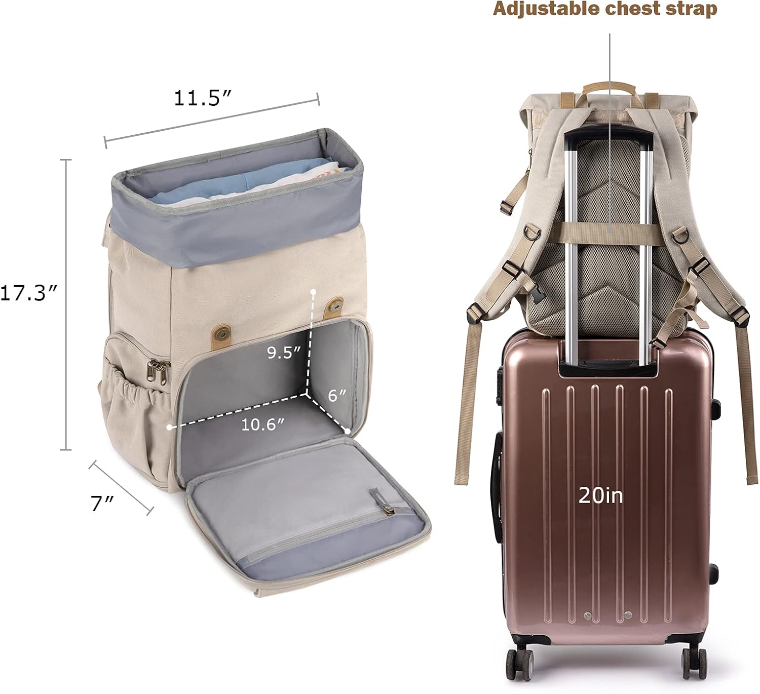 Baggit: Camera Backpack, DSLR Camera Bag, Waterproof Camera Bag Backpack for Photographers, Fit up to 15" Laptop with Rain Cover and Tripod Holder, Ivory White