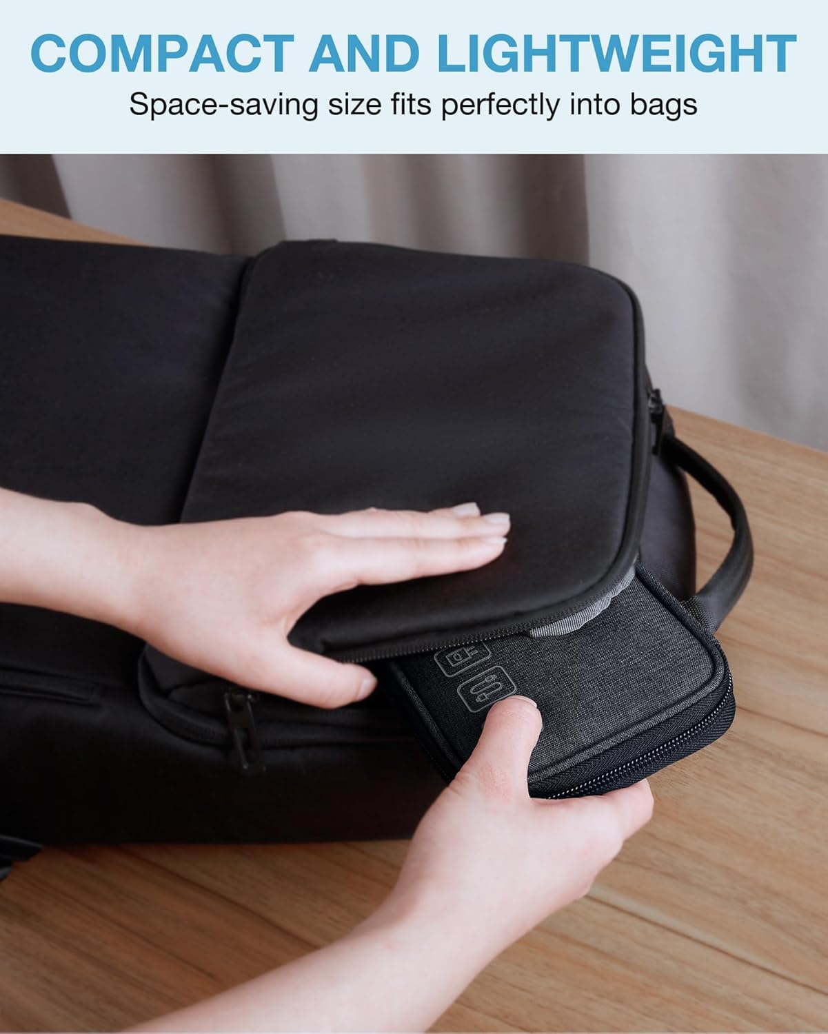 Baggit:  Cord Organizer Travel Cable Organizer Bag Tech Electronic Organizer Travel Case, Travel Essentials for Charger, Cable, Phone, Flash drive, Double Layer-Black
