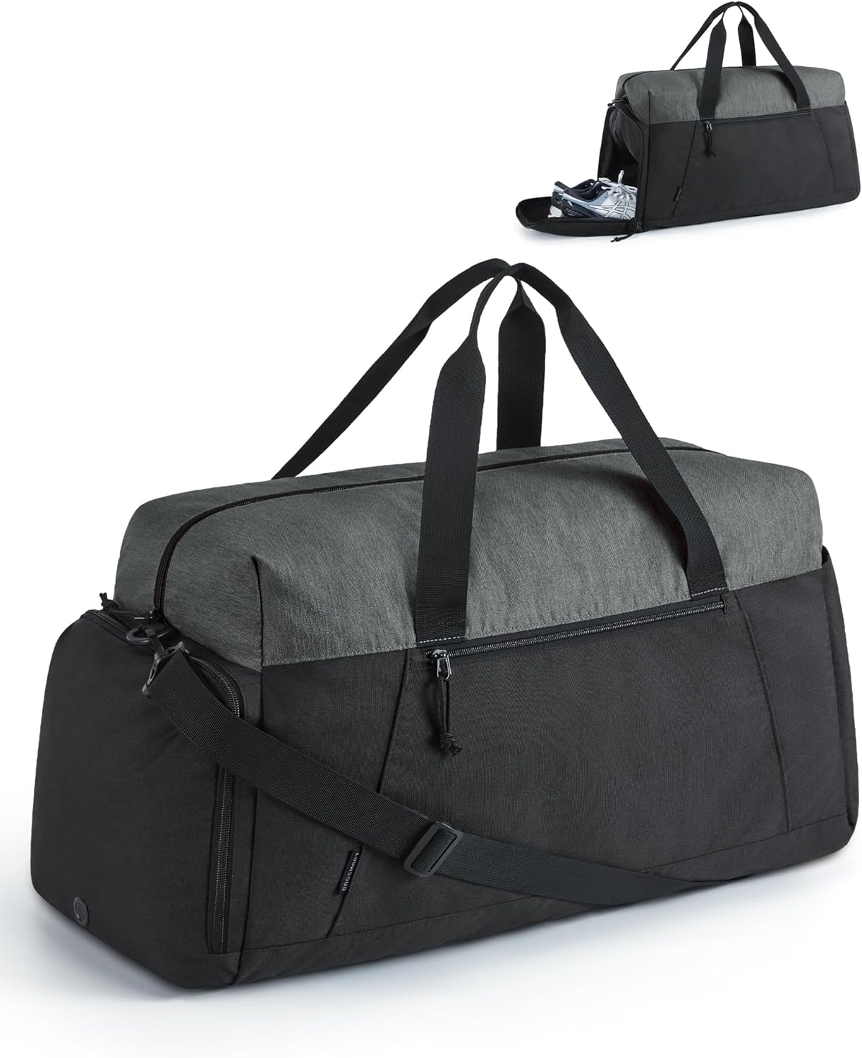 Baggit: Gym Bags for Men Women, Foldable Travel Duffle Bag, Lightweight Weekender Duffel Bag With Shoe Compartment, Water Resistant Workout Duffle Sports Bag for Travel Yoga, Black
