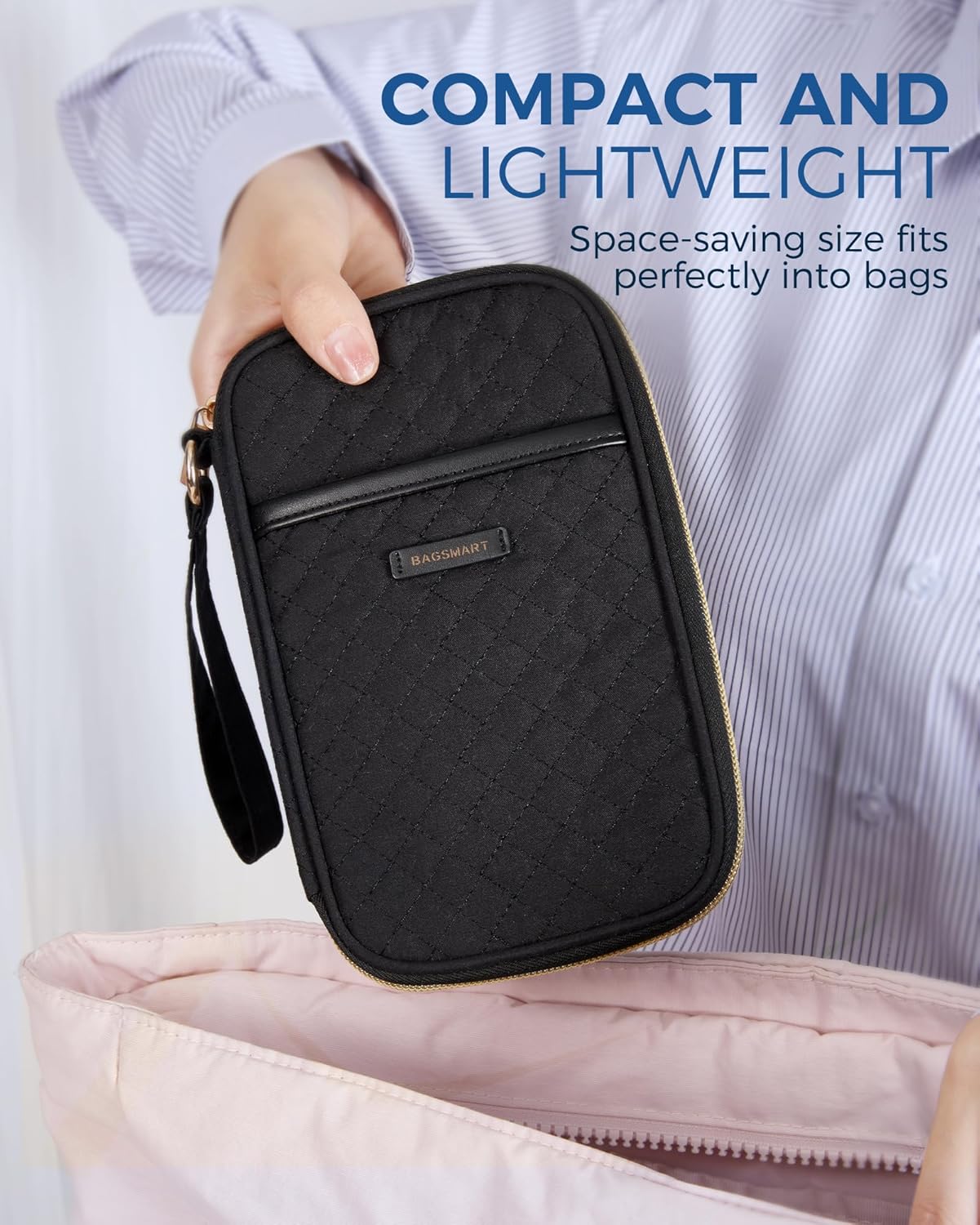 Baggit:  Cord Organizer Travel Cable Organizer Bag Tech Electronic Organizer Travel Case, Travel Essentials for Charger, Cable, Phone, Flash drive, Double Layer-Black