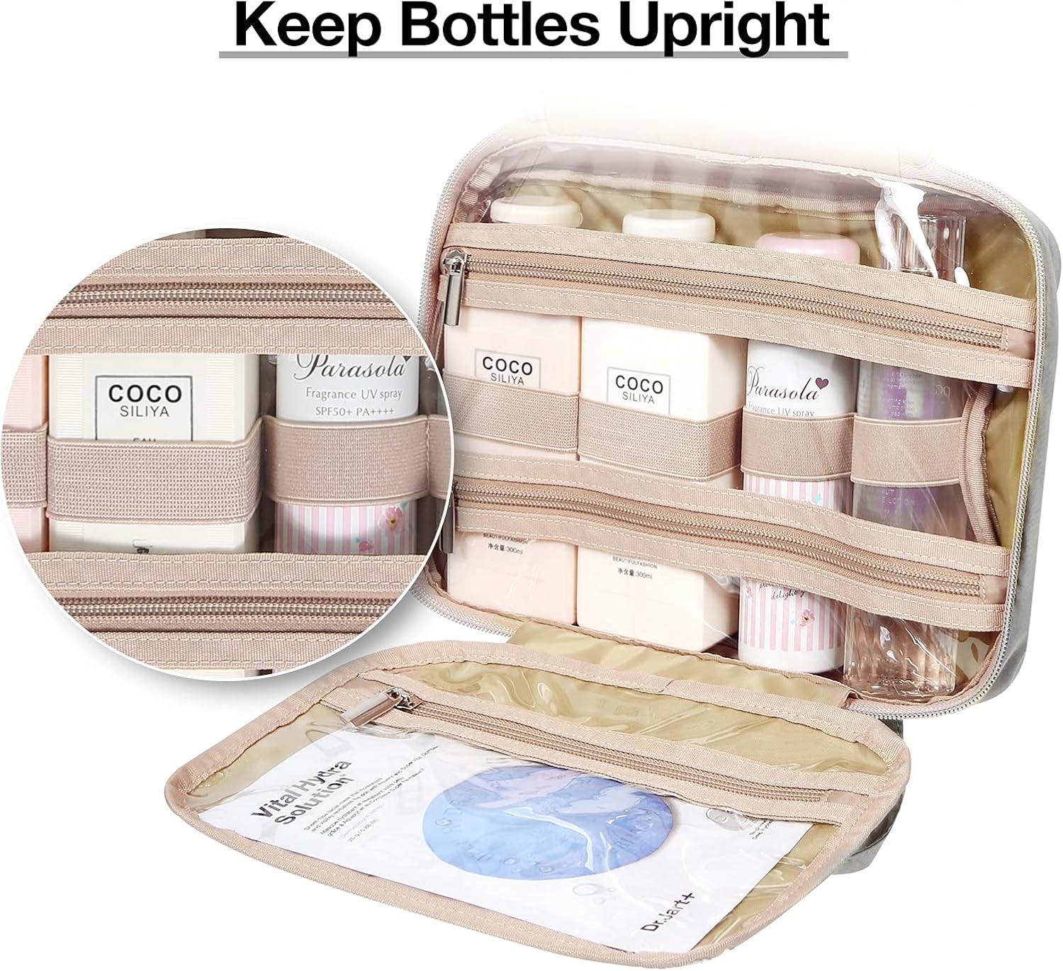 Baggit: Toiletry Bag Hanging Travel Makeup Organizer with TSA Approved Transparent Cosmetic Bag Makeup Bag for Full Sized Toiletries, Medium-Black