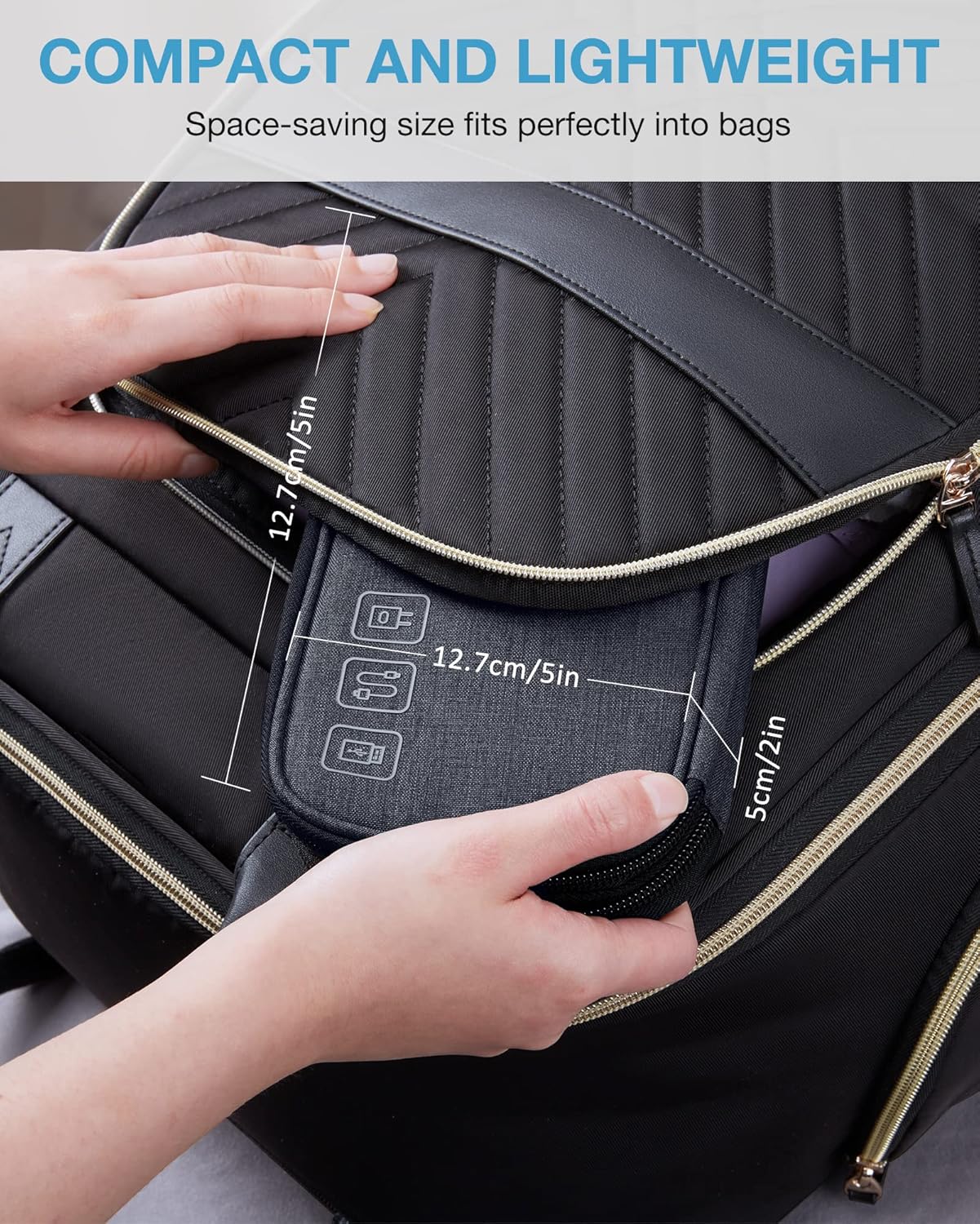 Baggit:  Cord Organizer Travel Cable Organizer Bag Tech Electronic Organizer Travel Case, Travel Essentials for Charger, Cable, Phone, Flash drive, Double Layer-Black