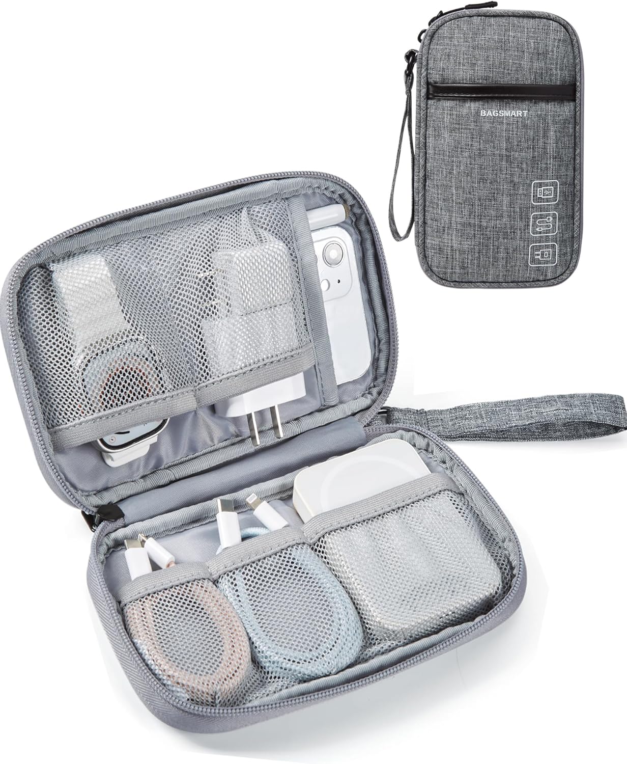 Baggit:  Cord Organizer Travel Cable Organizer Bag Tech Electronic Organizer Travel Case, Travel Essentials for Charger, Cable, Phone, Flash drive, Double Layer-Black