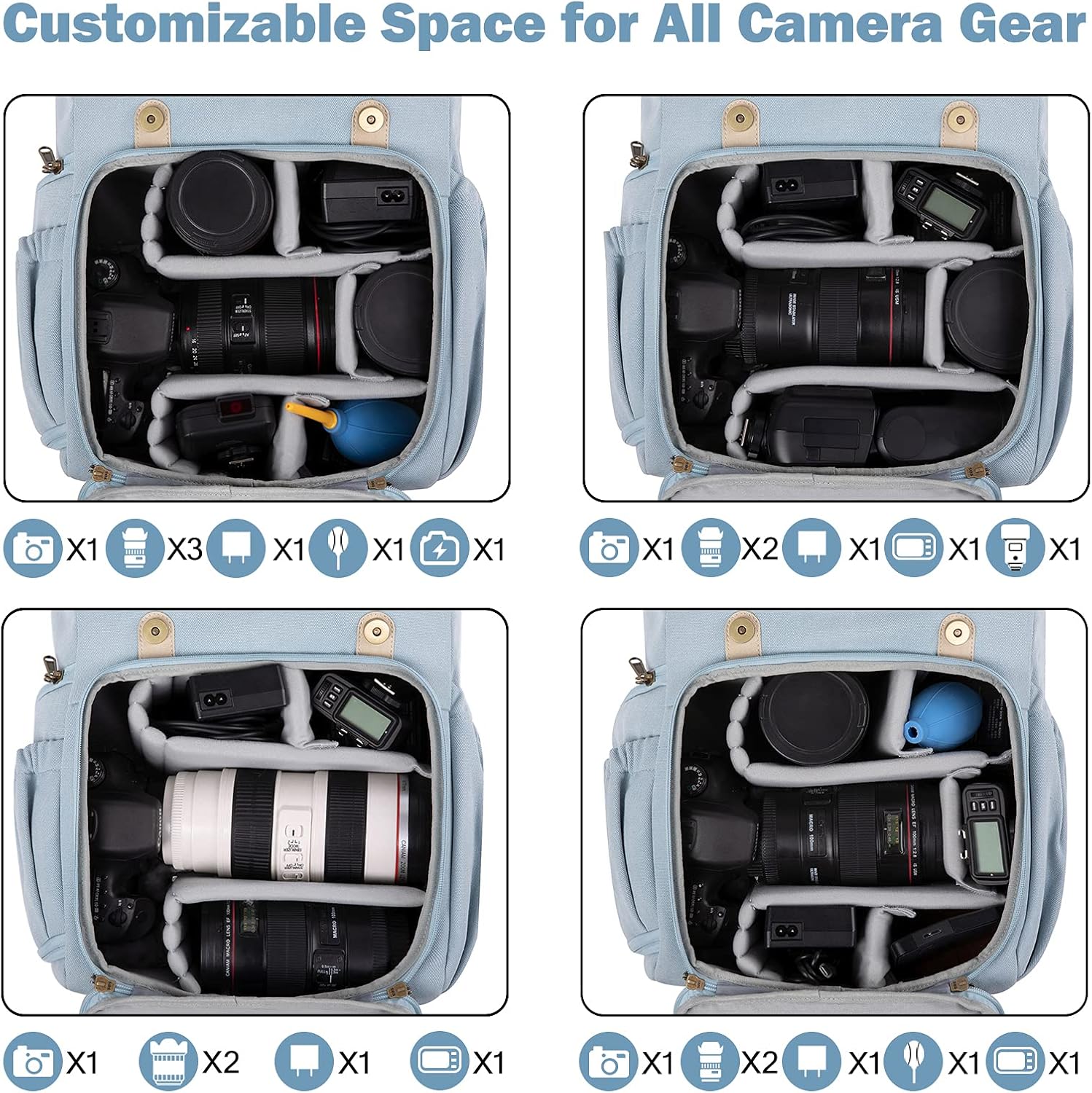 Baggit: Camera Backpack, DSLR Camera Bag, Waterproof Camera Bag Backpack for Photographers, Fit up to 15" Laptop with Rain Cover and Tripod Holder, Ivory White
