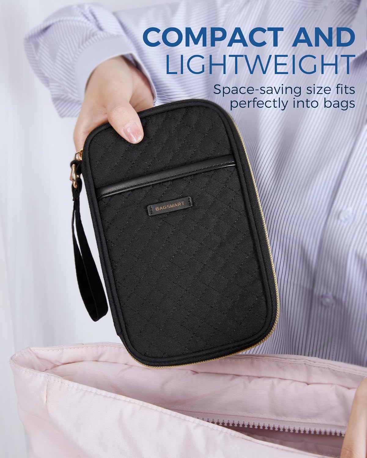 Baggit:  Cord Organizer Travel Cable Organizer Bag Tech Electronic Organizer Travel Case, Travel Essentials for Charger, Cable, Phone, Flash drive, Double Layer-Black